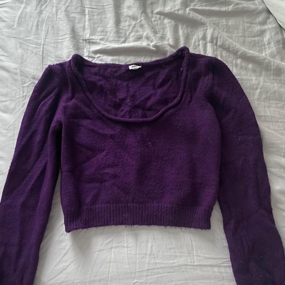 Garage Purple Long Sleeve Tee with Fine Knit Texture